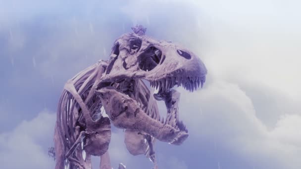 Une animation rugissante du squelette t-rex 