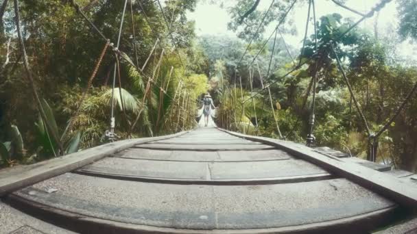 Rickety ponte de madeira — Vídeo de Stock