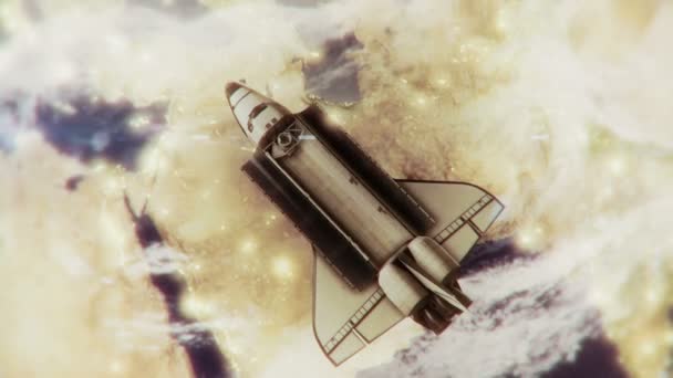 Transbordador espacial en el espacio — Vídeo de stock