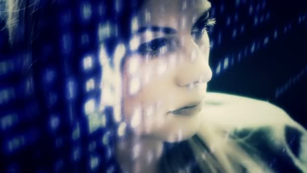 Futuristica donna codice di hacking — Video Stock