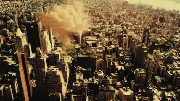 Gran ciudad golpeada por un gran dispositivo termonuclear . — Vídeos de Stock