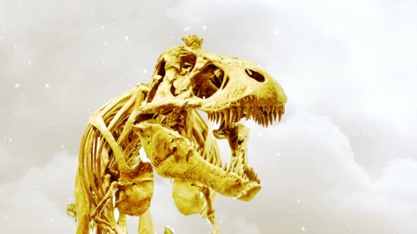 Ревущая анимация скелета тираннозавра — стоковое видео