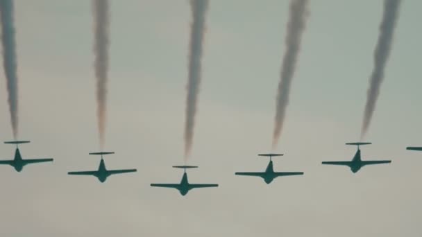 Jetler ek yükü Air Show'da sinek — Stok video