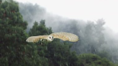 Ağır çekimde uçan görkemli baykuş