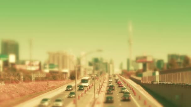 Highway traffic in city — Stockvideo