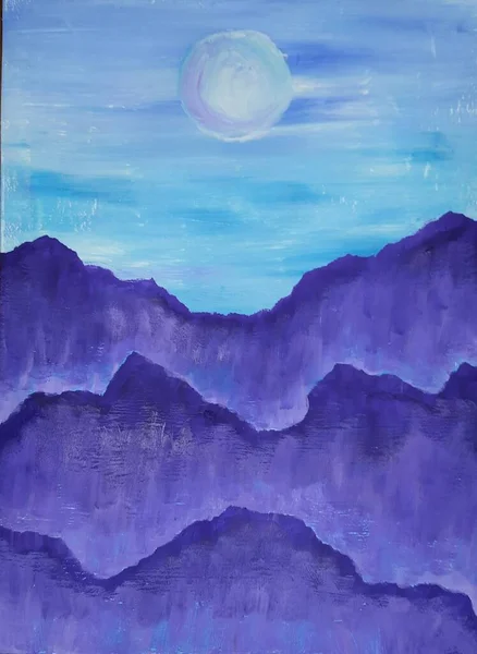 Intuitive Painting Night Mountains — Foto Stock