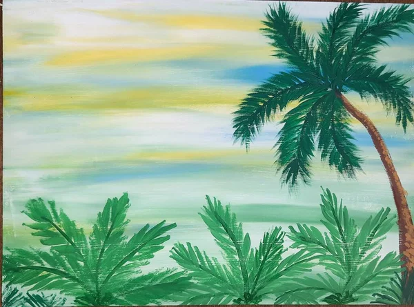 Intuitive Painting Rest Palm Trees — Foto Stock
