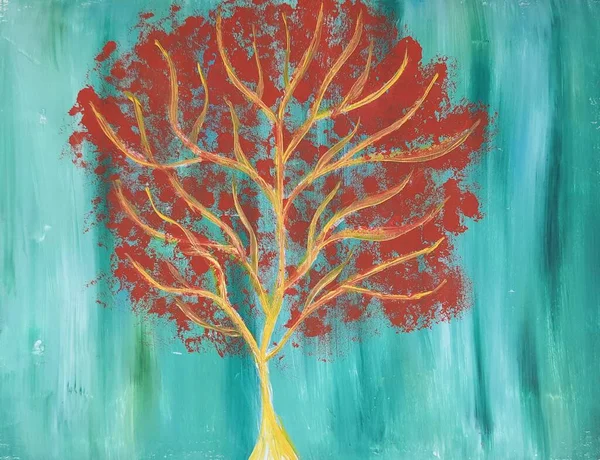 Intuitive Painting Golden Tree — Foto Stock