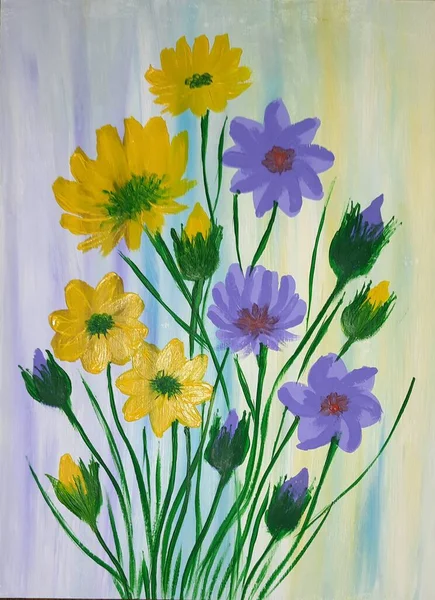 Pittura Intuitiva Bouquet Primavera Fiori — Foto Stock
