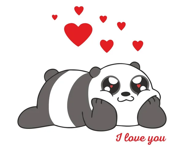 Niedliche Liebevolle Panda Mit Großen Augen Herz — Stockfoto