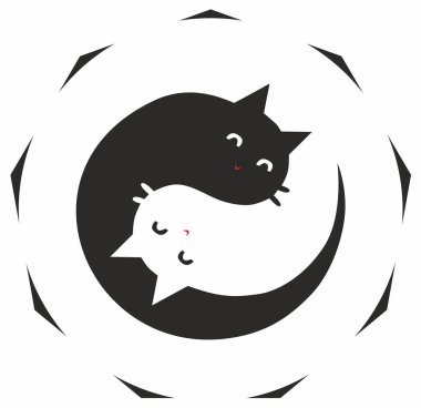 Şirin kediler Yin-yang, mutlu çift
