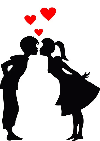 幸せなロマンチックなカップルと赤いハート — ストック写真
