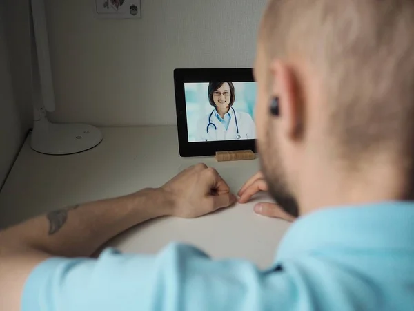telemedicine, the doctor is talking to the patient by video call