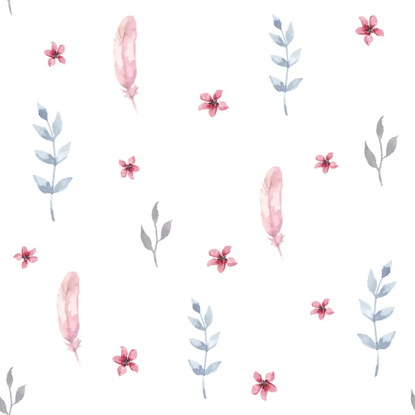 花とベクトル水彩シームレスパターン。花の背景デザイン. — ストックベクタ