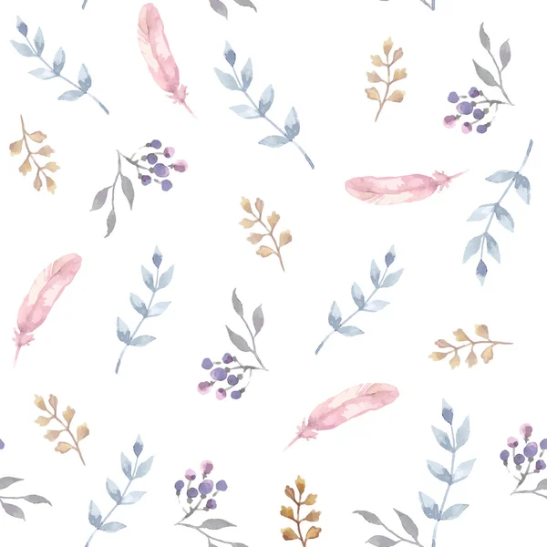 Vector Aquarell nahtloses Muster mit Blumen. Florales Hintergrunddesign. — Stockvektor