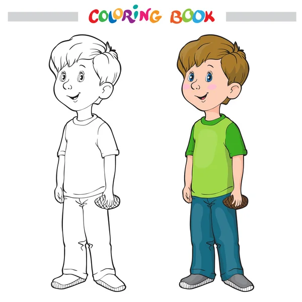 漫画少年の着色のページの概要 — ストックベクタ