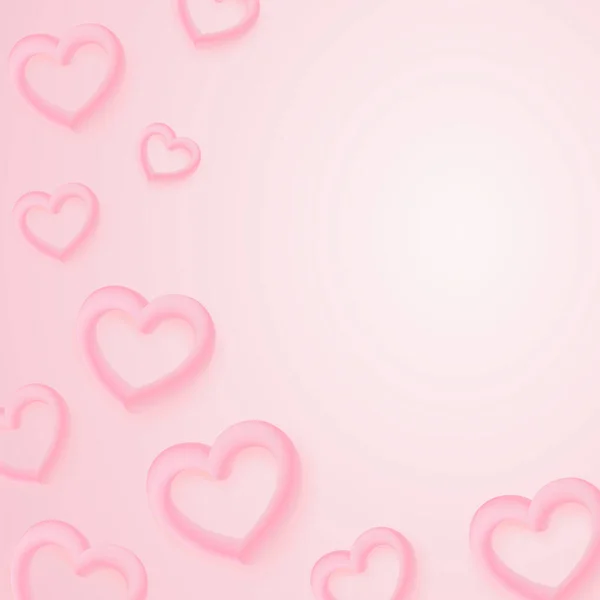 Pembe Eğimli Arka Planda Kalpleri Olan Vektör Kartı Sevgililer Günü — Stok Vektör