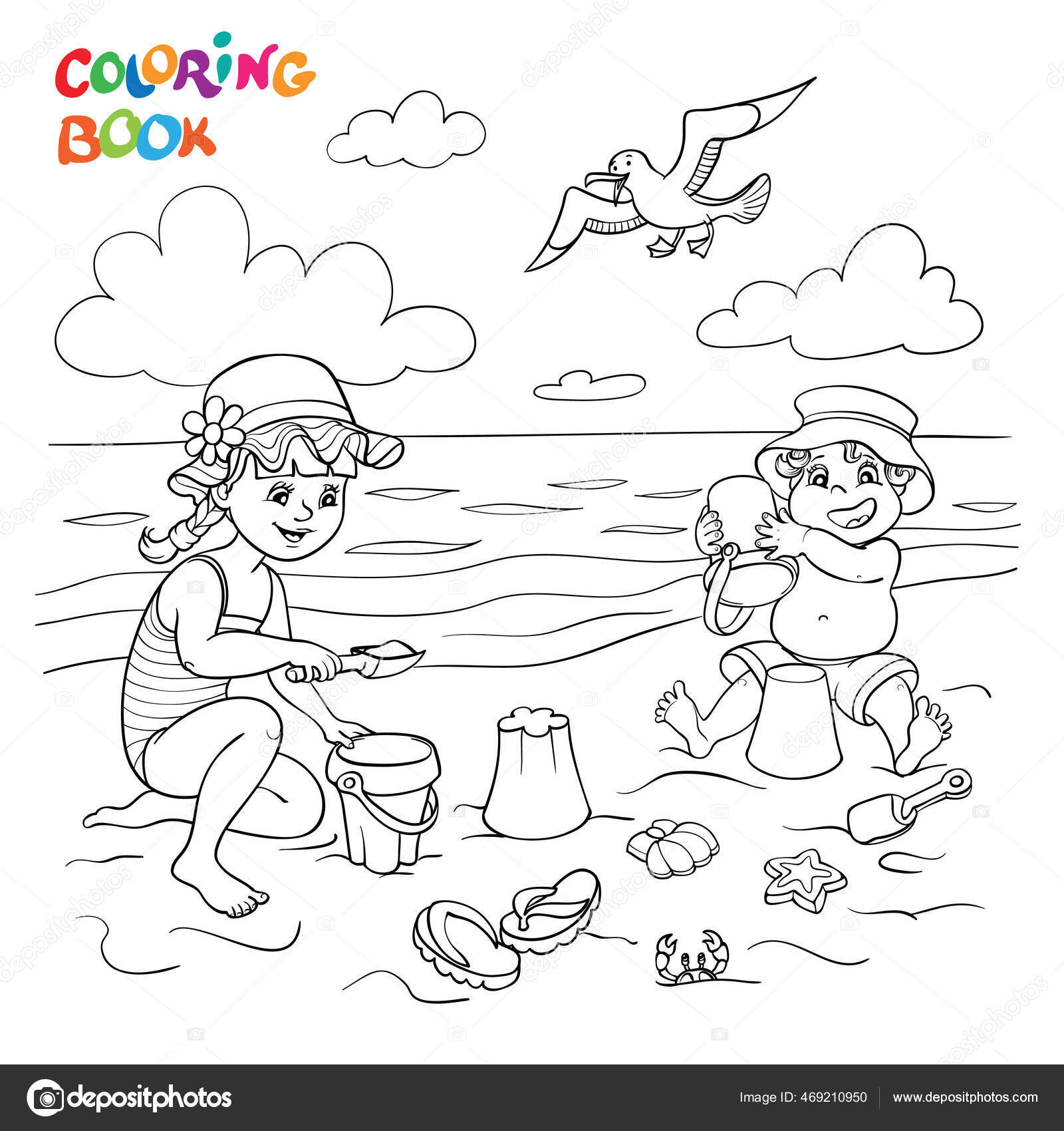 Caça-palavras do mar com página para colorir