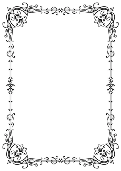 Calligraphic Floral Frame Page Decoration Vector Illustration Vector Decorative Vertical — Stock Vector