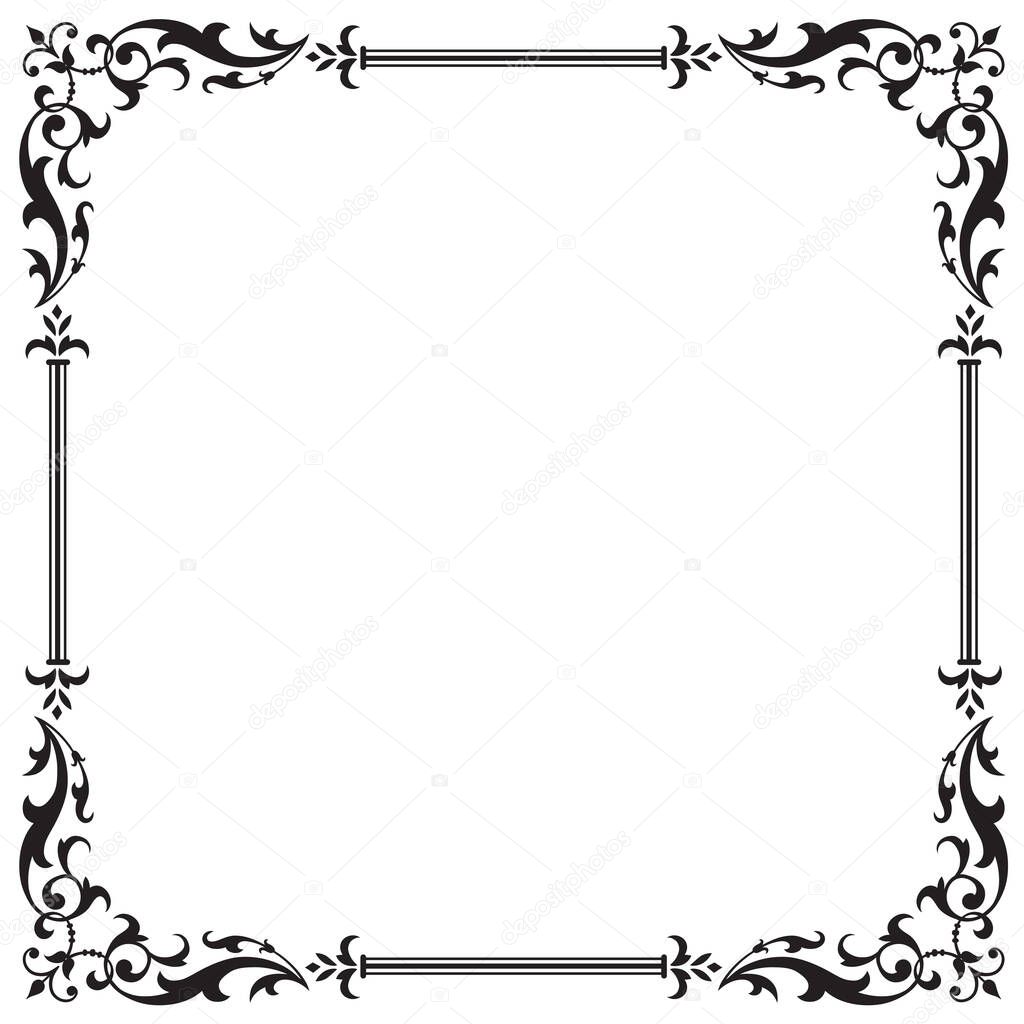 Calligraphic floral frame and page decoration. Vector illustration. Vector of decorative vertical element, border and frame.