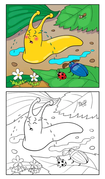 Malvorlage Cartoon-Illustration der Schnecke für Kinder. Seite drei. — Stockvektor