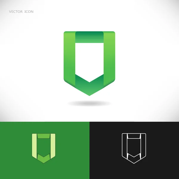 Groene schild logo ontwerpset. — Stockvector