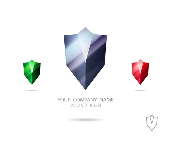 Abstract diamant schild logo ontwerp. Verschillende geometrische vormen. — Stockvector