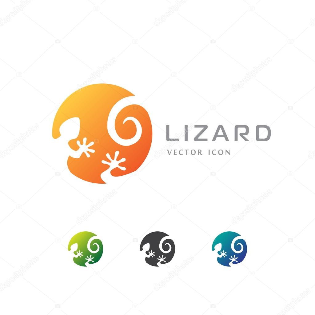 Circle lizard icon. Logo design.