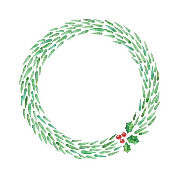 Des branches d'arbre de Noël dans la couronne. Cadre de Noël . — Image vectorielle