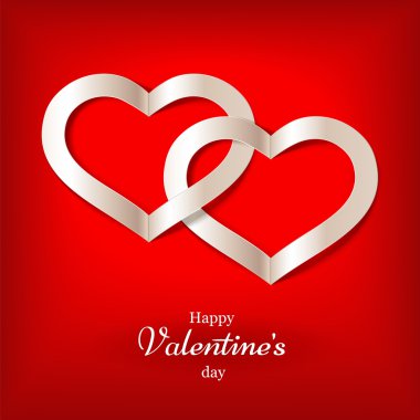 Kırmızı Valentine's gün arka plan beyaz kalp ile. Düzenlenebilir harmanlama seçenekleri.