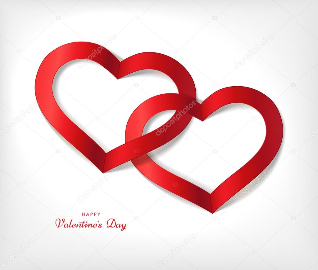 White Valentine's Day background with Red heart. Editable blend options.