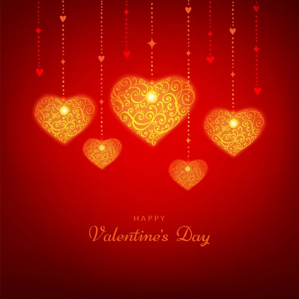 Piros boldog Valentin nap háttér szívét. Vektor üdvözlőlap. — Stock Vector