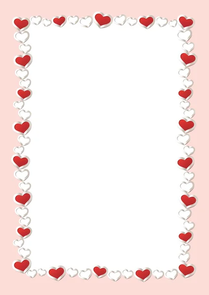 Valentines Day Background. Red Hearts Border Frame. Vector Frame with Space for your Text. — Stock Vector