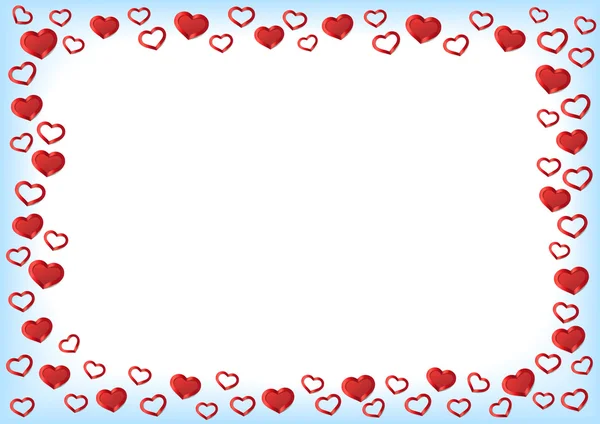 День Святого Валентина. Пограничная рамка Красных Сердец. Векторная рамка с пространством для текста . — стоковый вектор