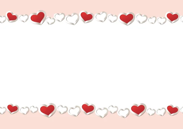 Valentines Day Background. Red Hearts Border Frame. Vector Frame with Space for your Text. — Stock Vector