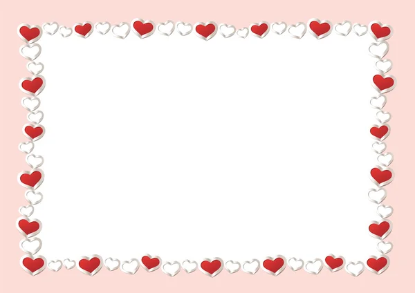 Valentines Day Background. Red Hearts Border Frame. Vector Frame with Space for your Text. — Stock Vector