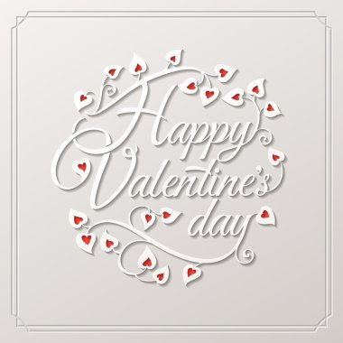 Sevgililer günü tebrik kartı kırmızı kalpler beyaz zemin üzerine.