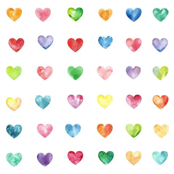 Seamless texture with fanny watercolor hearts — Stock Photo, Image