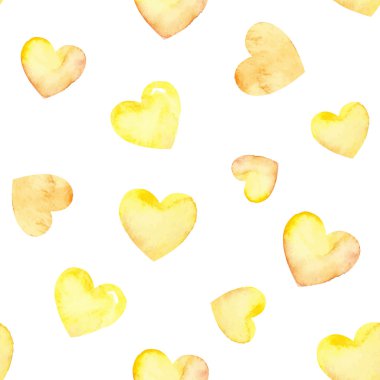 Suluboya kalplerle kusursuz desen.