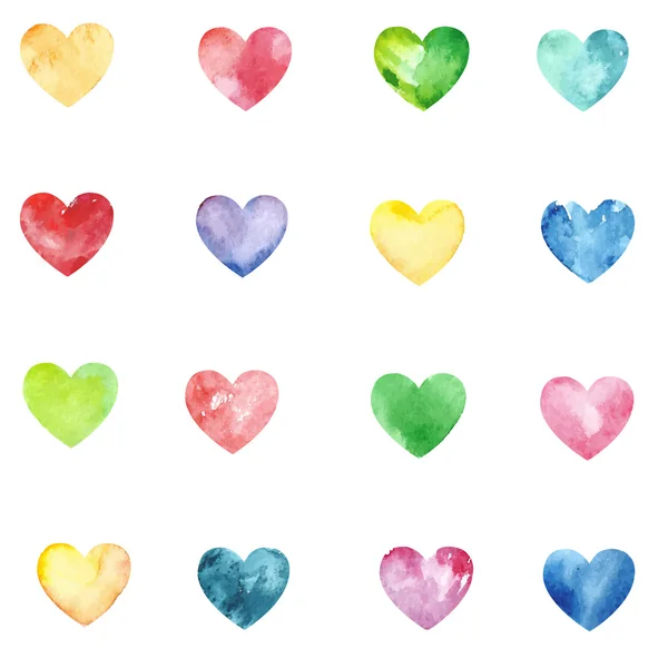 Seamless pattern with watercolor hearts. — Stock Vector