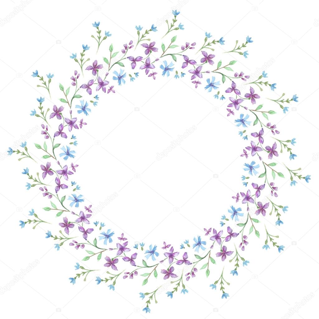 Floral watercolor Frame. Vector flowers.