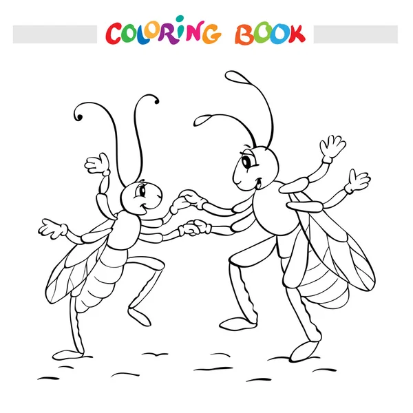 Libro para colorear o página. Dos bichos cachondos está bailando . — Archivo Imágenes Vectoriales