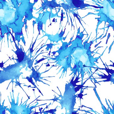 Sulu Boya lekesi ile Seamless modeli. Mavi blurs. Arka plan tasarım.