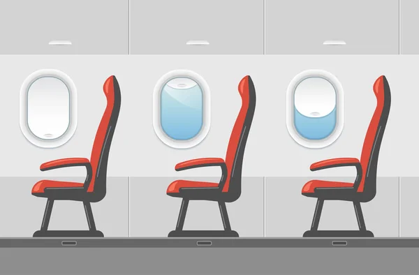 Moda Tarzında Vektör Uçak Tasviri Uçak Yolcusu Kırmızı Koltuğu Pencere — Stok Vektör