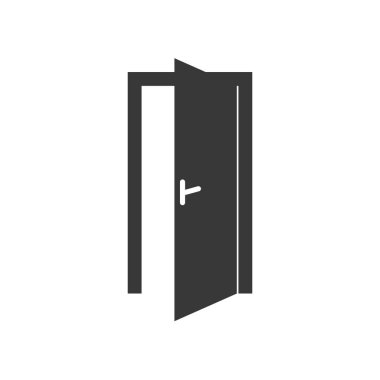 Beyaz arkaplanda izole edilmiş düz bir kapı simgesi. Kapı logosu konsepti. Vektör illüstrasyonu.