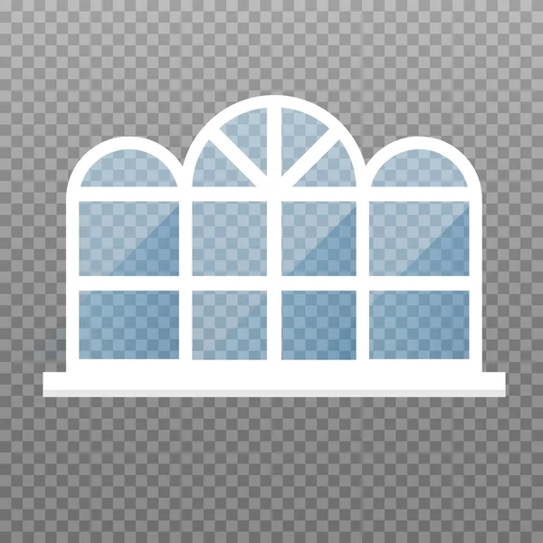 Janela Isolada Janela Frontal Com Óculos Azuis Edifício Exterior Elemento —  Vetores de Stock
