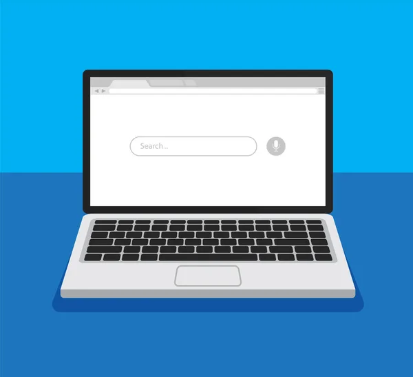 Laptop Internet Browser Venster Een Scherm Spraakzoekvak Webbrowser Blanco Sjabloon — Stockvector