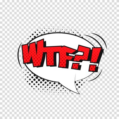 Vektör komik ses efekti. Wtf cümlesiyle çizgi film konuşma balonu.