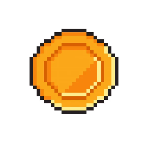 Pixel Gold Coin Bit Retro Game Vector Golden Pixelated Coin — Stock Vector