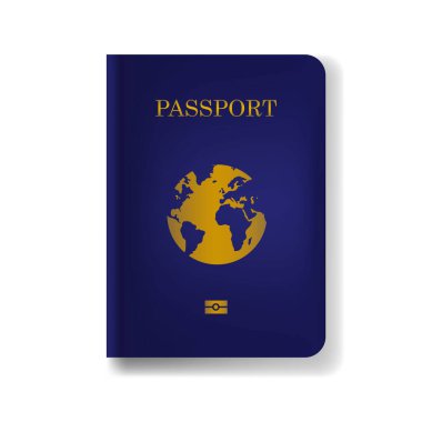 Pasaportun gerçekçi bir kılıfı. Beyaz arkaplanda izole edilmiş vektör şablonu ya da modeli.
